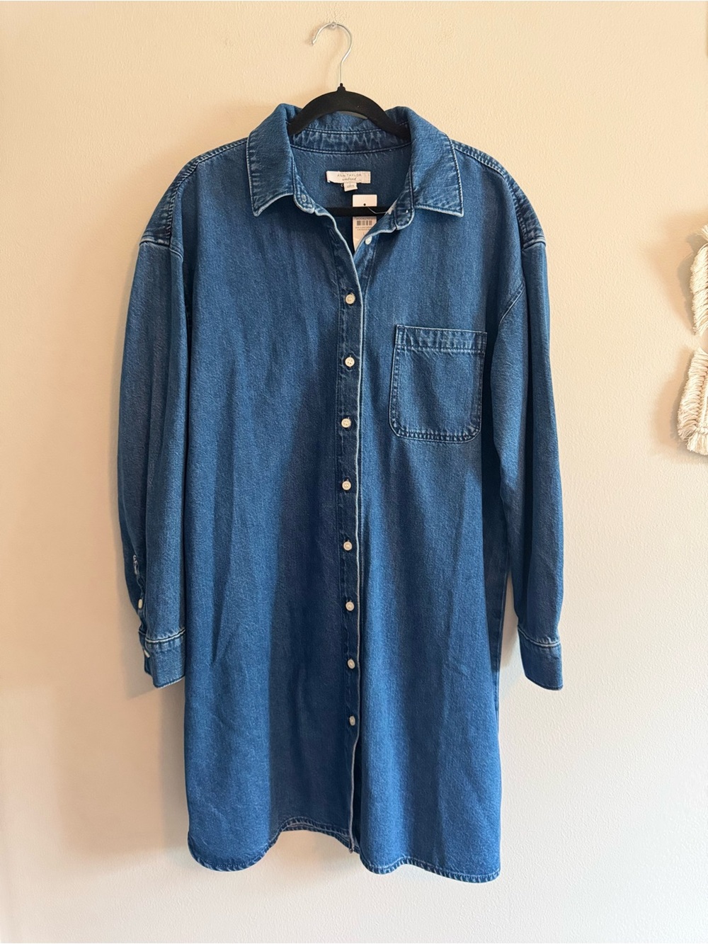 Ann Taylor weekend Denim Button-Up Dress size large new with tags